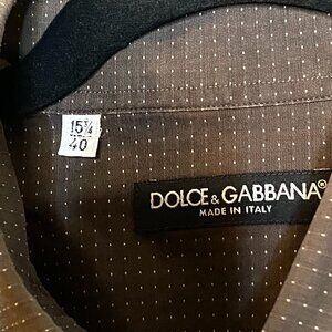 Dolce &Gabbana 90's slim fit vintage button down chocolate brown polka dot Shirt
